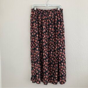 Vintage Christine David Dark Floral Maxi Skirt Whimsigoth Dark Romantic Large